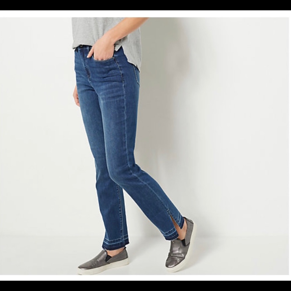 Laurie Felt Straight leg Daisy Denim jeans with slit